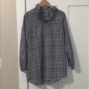 Hounds Tooth Ruffle Neck Dress